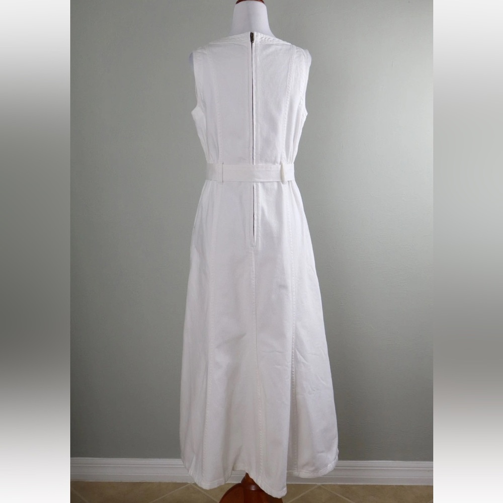 SUNDANCE Catalog NWT ‘Poppy’ Denim Jean Midi Belted Dress in White Size 12 - Picture 10 of 13